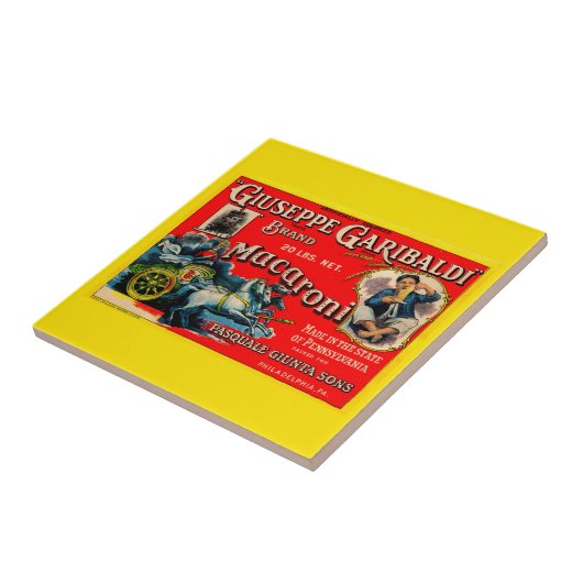 Carreau 1920 Giuseppe Garibaldi macaroni étiquette (Côté)