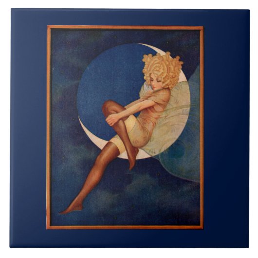 Carreau 1920 hosiery et belle femme sur la lune (Devant)