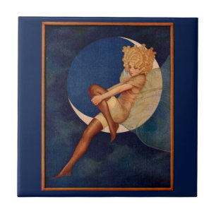 Carreau 1920 hosiery et belle femme sur la lune