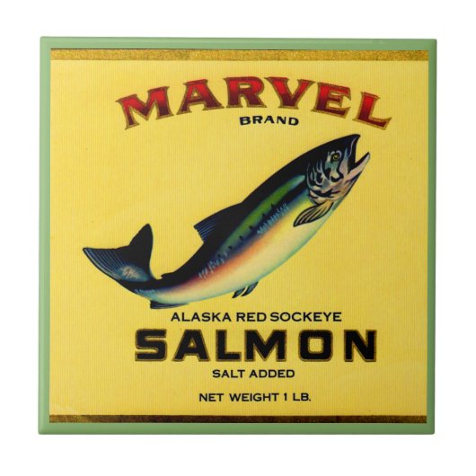 Carreau 1930s Marvel saumon peut étiquette (Devant)