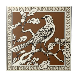Carreau 1 de 12 Repro série d'oiseaux Minton Mocha des ann