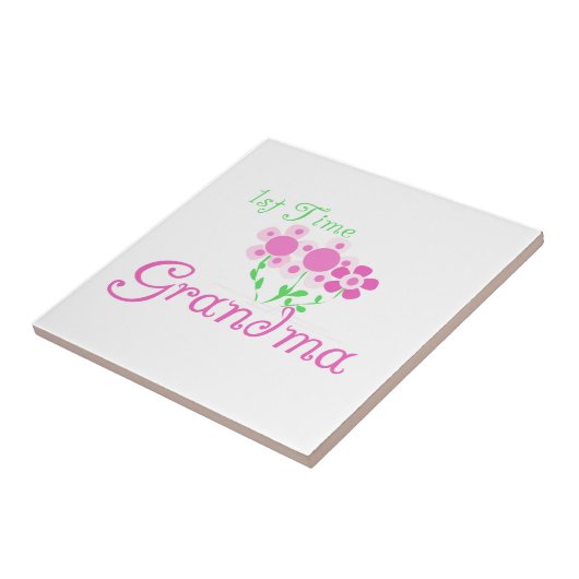 Carreau 1ère fois Grandma Fleurs roses cadeaux (Côté)