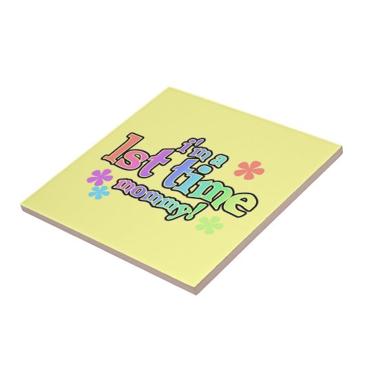 Carreau 1ère fois Mommy Rainbow Text Cadeaux (Côté)