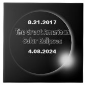 Carreau 2024 & 2017 Éclipse solaire double datée en cérami (Devant)