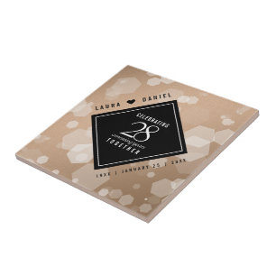 Carreau 28e anniversaire du Mariage de lin élégant