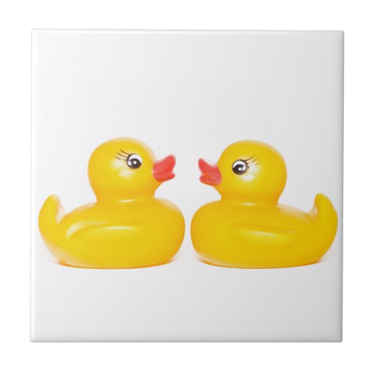 Carreau 2 canards en caoutchouc dans l'amour (Devant)