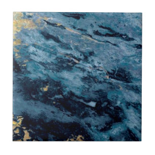 Carreau 2 de 3 Cobalt Blue Gold Veine Faux Granite