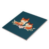 Carreau 2 mignons Petits Renards Rouges Aquarelle Design (Côté)