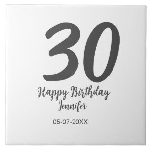 Carreau 30e anniversaire ajouter nom date année noir modèl