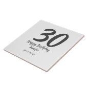 Carreau 30e anniversaire ajouter nom date année noir modèl (Côté)