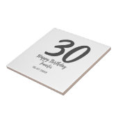 Carreau 30e anniversaire ajouter nom date année noir modèl (Côté)
