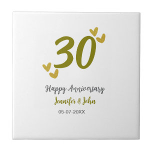 Carreau 30e anniversaire heureux couple de mariages gris d