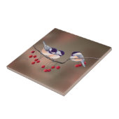 Carreau 3 CHICKADEES et BAIES ROUGES par SHARON SHARPE (Côté)