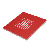 Carreau 3 Initiales Monogramme | Rouge & Blanc (ou couleur (Côté)