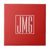 Carreau 3 Initiales Monogramme | Rouge et blanc (ou couleu (Devant)