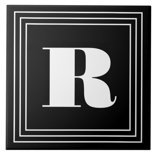 Carreau 3 monogramme de cadre | Noir et blanc (Devant)