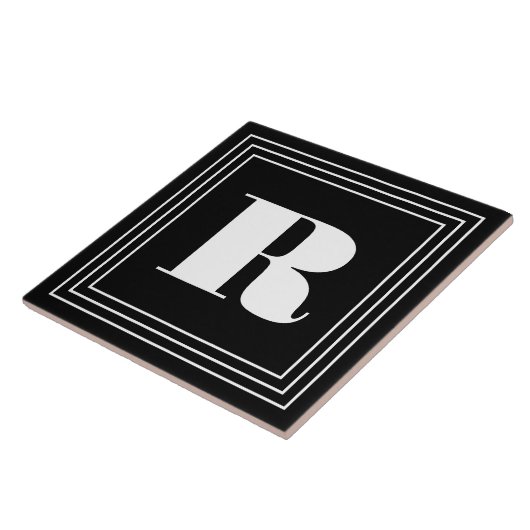 Carreau 3 monogramme de cadre | Noir et blanc (Côté)