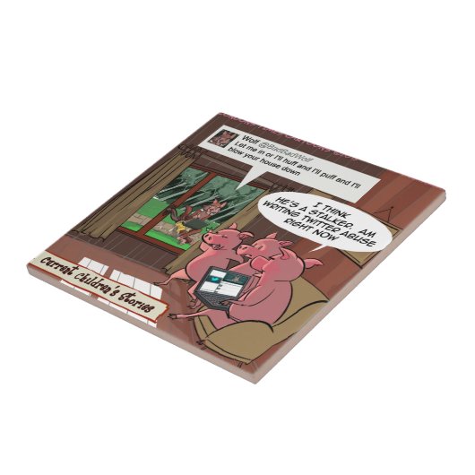 Carreau 3 petits cochons à l'aise avec les médias sociaux (Côté)