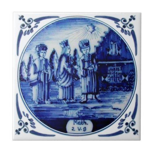 Carreau 3 rois suivant Star (Matthieu 2:9) Repro Delft (Devant)