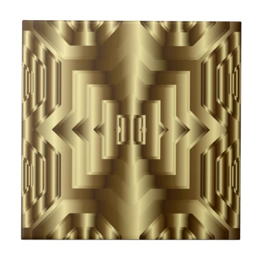 Carreau 3D Gold Geometric Luxury Seamless Pattern (Devant)