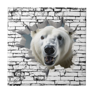 Carreau 3D Polar Bear Wall Break Art - Safari réaliste