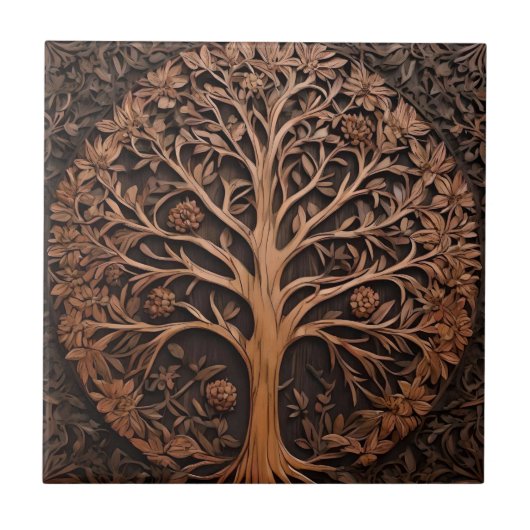 Carreau 3D Warah Tree Wood Print, (Devant)