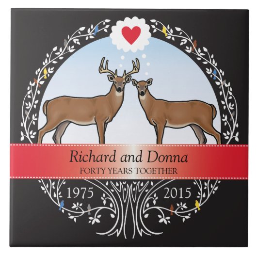 Carreau 40e anniversaire de Mariage personnalisé, Buck & D (Devant)