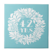 Carreau 42e anniversaire blanc fleuri Wreath Keepsaké cade (Devant)