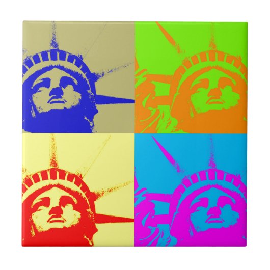 Carreau 4 Couleur Pop Art Lady Liberty (Devant)