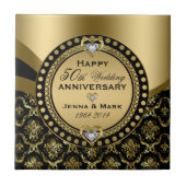 Carreau 50e anniversaire du Mariage Damas noir et or (Devant)