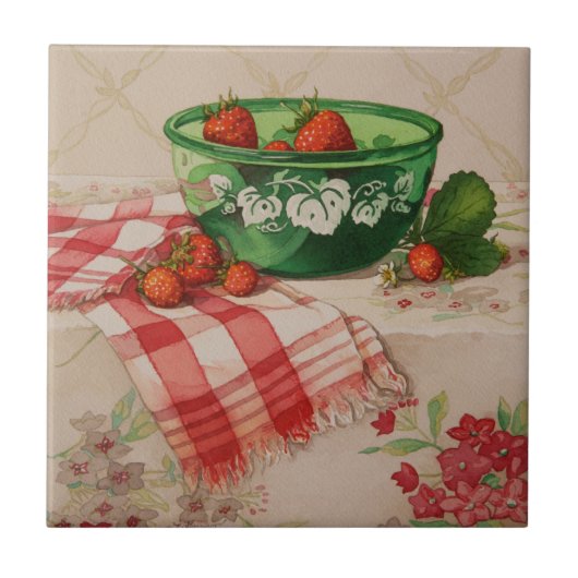 Carreau 5284 Fraises au Green Bowl (Devant)