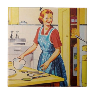 Carreau 60s Dame dans la cuisine l Retro