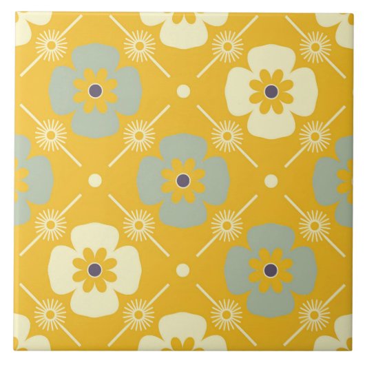Carreau 60s les années 70 tuile de fleurs rétro (Devant)