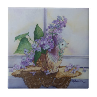 Carreau 6298 Lilacs dans un vase d'oiseaux