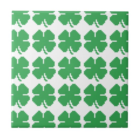 Carreau 8 bits Pixel Lucky Four Leaf Clocher (Devant)