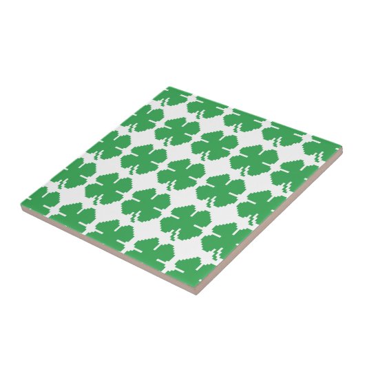 Carreau 8 bits Pixel Lucky Four Leaf Clocher (Côté)