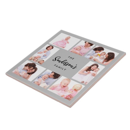Carreau 8 Sections Family Photo in Gray Frame (Côté)