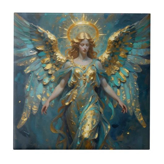 Carreau A Beautiful Gold and Turquoise Angel  (Devant)