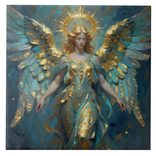 Carreau A Beautiful Gold and Turquoise Angel  (Devant)