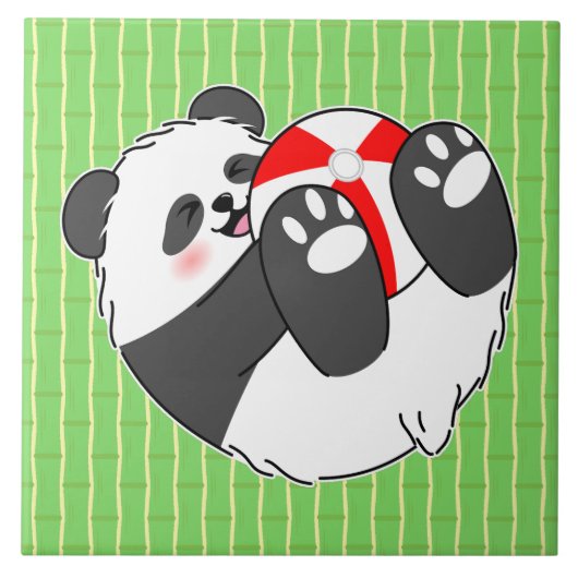 Carreau A Cute Baby Panda Playing with a Ball (Devant)