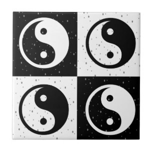Carreau À damiers blanc noir Yin-yang Zen Block Imprimer