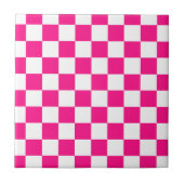 Carreau à damiers carré chaud rose blanc rétro géométrique (Devant)