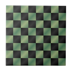 Carreau À damiers moderne vert olive noir dégradé