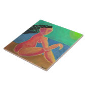 Carreau À la plage Portrait Abstrait d'une femme (Côté)