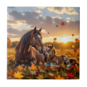 Carreau A Mama Horse and her Foal in Autumn (Devant)
