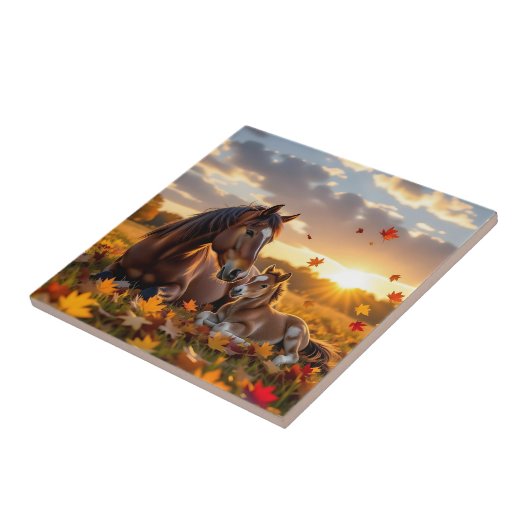 Carreau A Mama Horse and her Foal in Autumn (Côté)