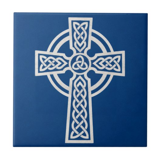 Carreau à motif de croix celtique bleue (Devant)