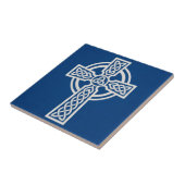 Carreau à motif de croix celtique bleue (Côté)