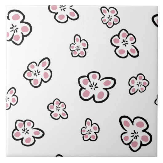 carreau à motif de fleur rose (Devant)