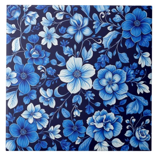 carreau à motif floral bleu (Devant)